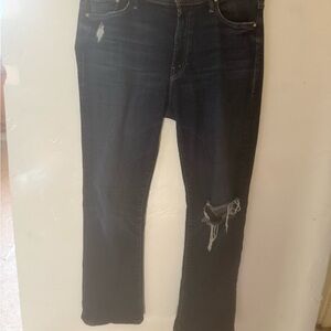MOTHER Dark Blue Distressed Straight Leg Jeans SZ 31